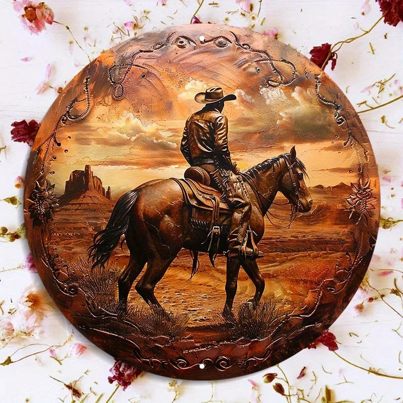 Western Cowboy & Horse Wall Art – Rustic Decor - Water Proof