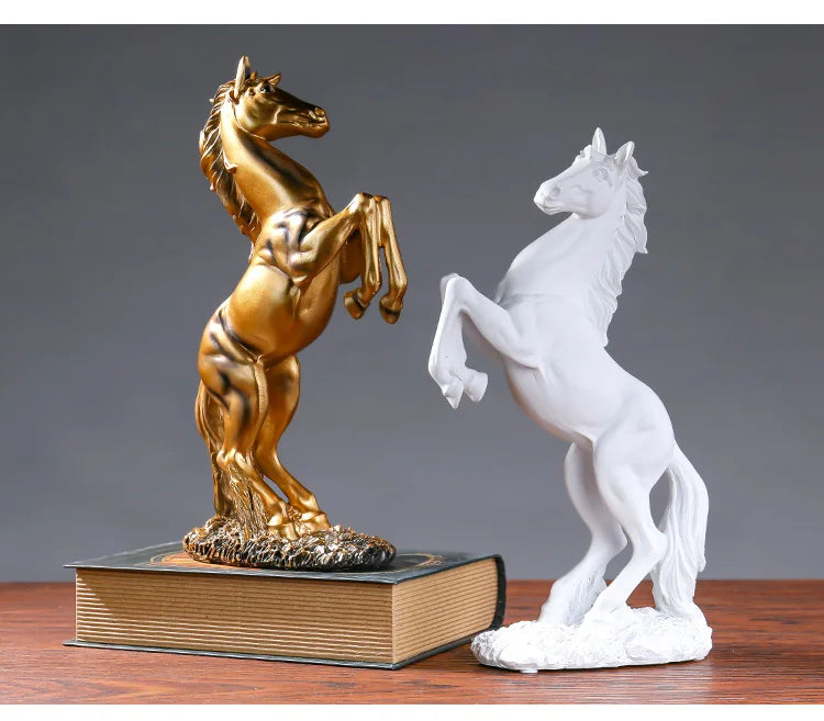 Rearing Horse Resin Statue