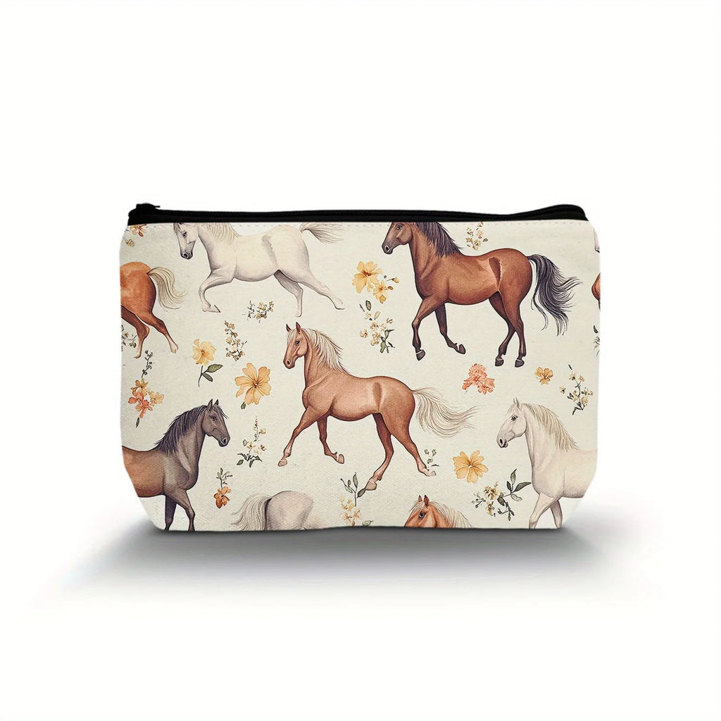 Western Horse “Life Is Better in the Saddle” Makeup Bag