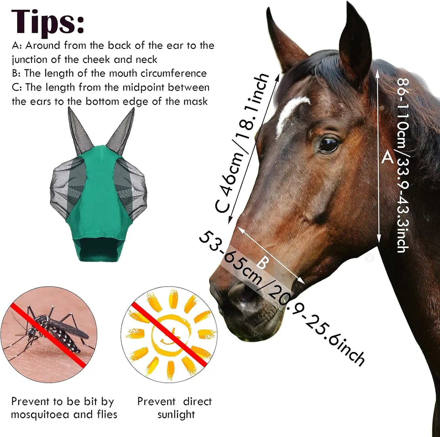 Breathable Lycra Horse Fly Mask with Ears