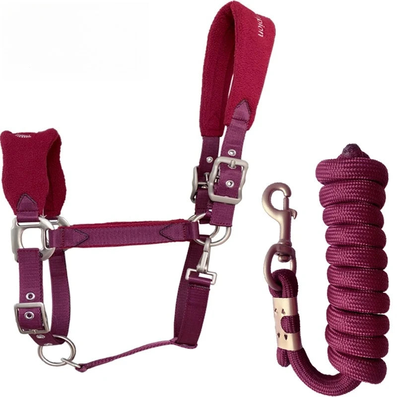 Fleece-Padded Horse Halter & Matching Lead Rope Set