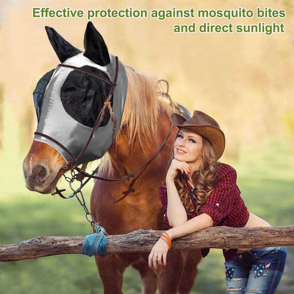 Breathable Lycra Horse Fly Mask with Ears