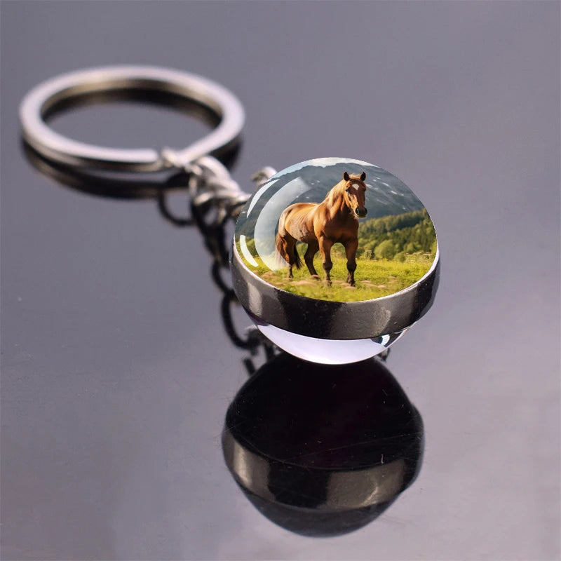 Horse Glass Pendant Keychain
