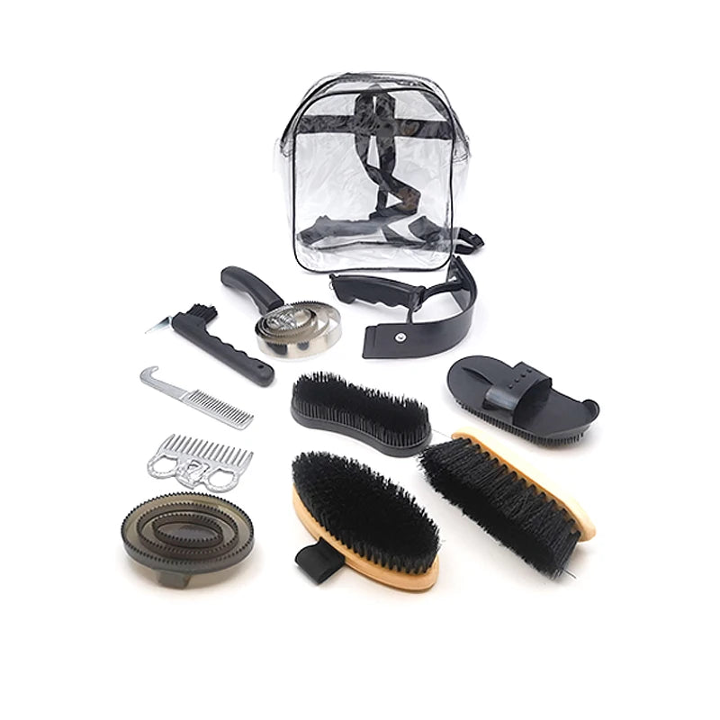 10-Piece Horse Grooming Kit with Carrying Bag
