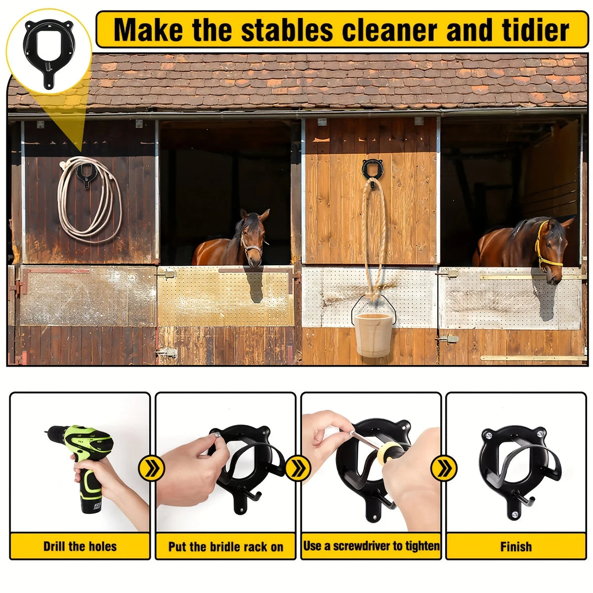 Wall-Mounted Horse Tack Holder – 1, 2 or 3 Pack