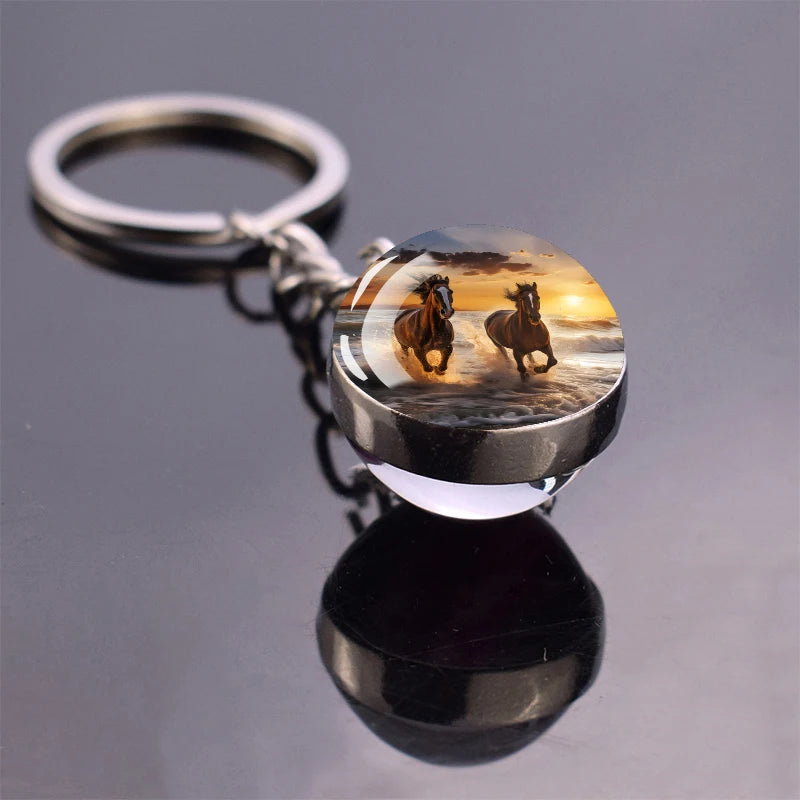 Horse Glass Pendant Keychain