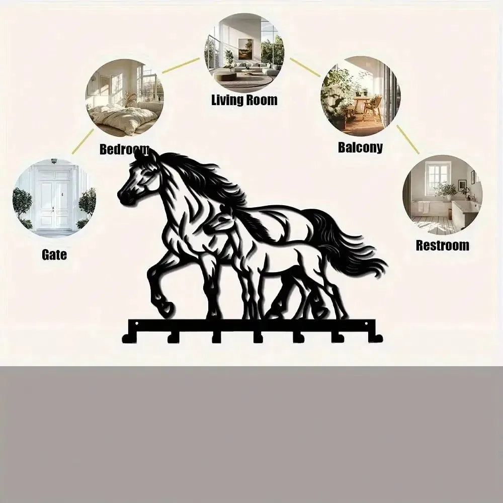 Horse & Foal 7-Hook Wall Organizer.