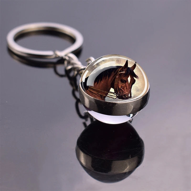 Horse Glass Pendant Keychain