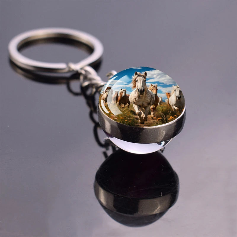 Horse Glass Pendant Keychain