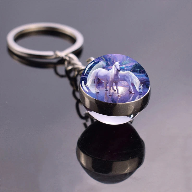 Horse Glass Pendant Keychain