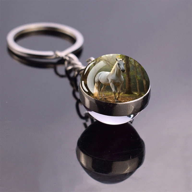 Horse Glass Pendant Keychain