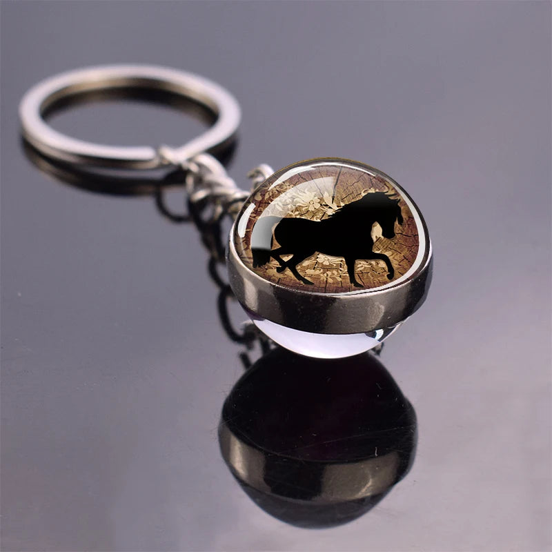 Horse Glass Pendant Keychain