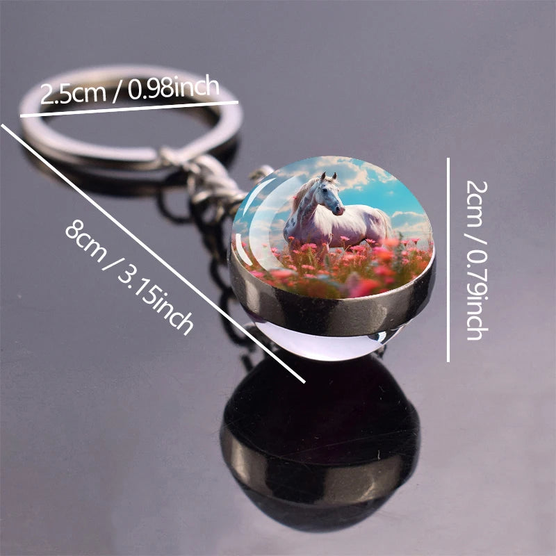 Horse Glass Pendant Keychain