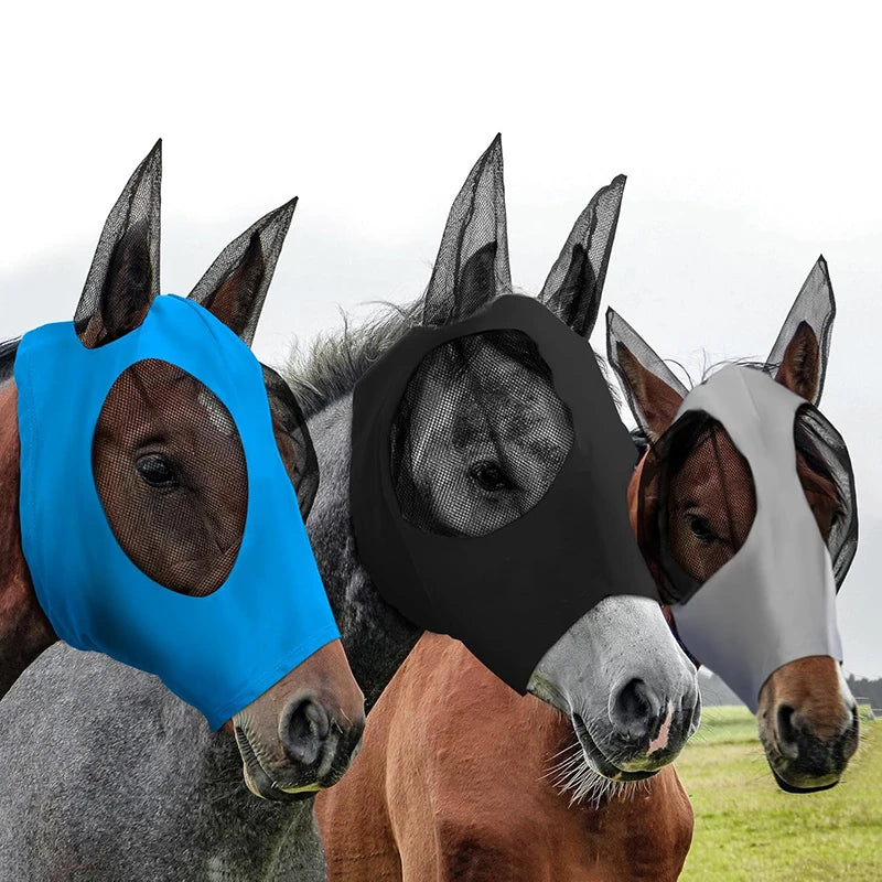 Breathable Lycra Horse Fly Mask with Ears
