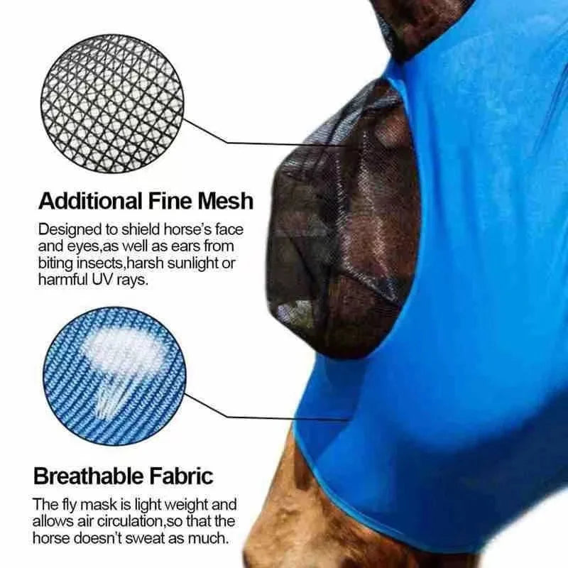 Breathable Lycra Horse Fly Mask with Ears