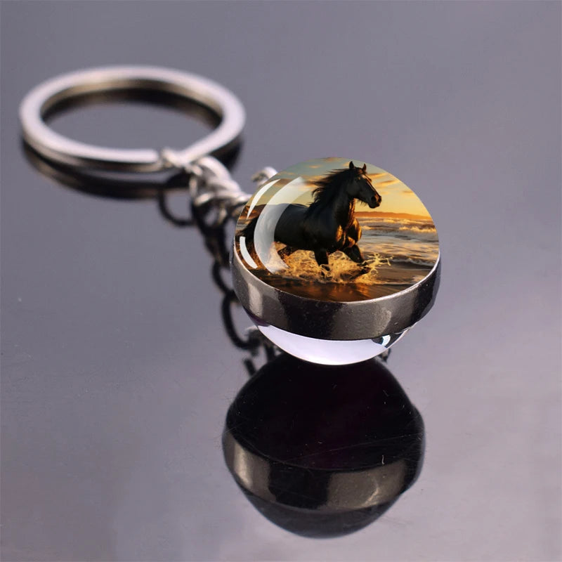 Horse Glass Pendant Keychain