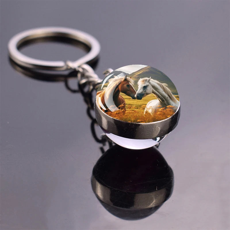 Horse Glass Pendant Keychain