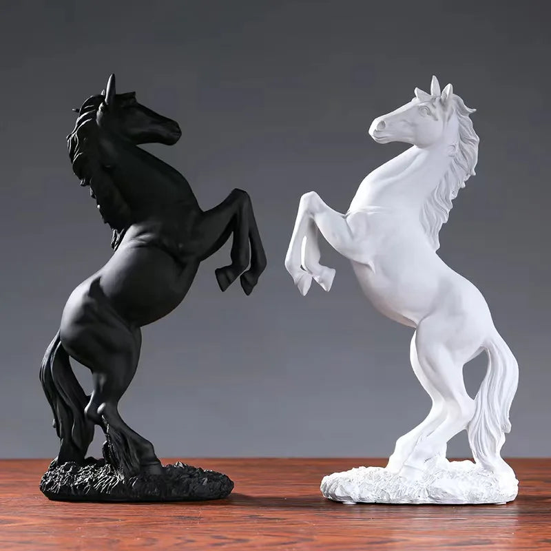 Rearing Horse Resin Statue