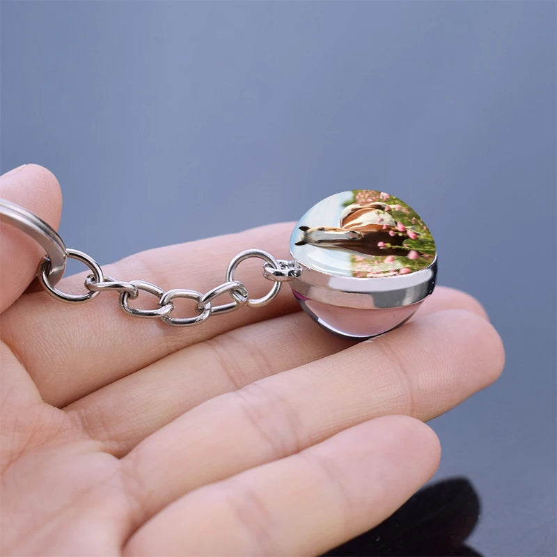 Horse Glass Pendant Keychain
