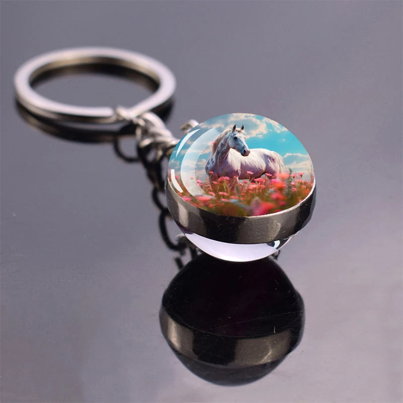 Horse Glass Pendant Keychain