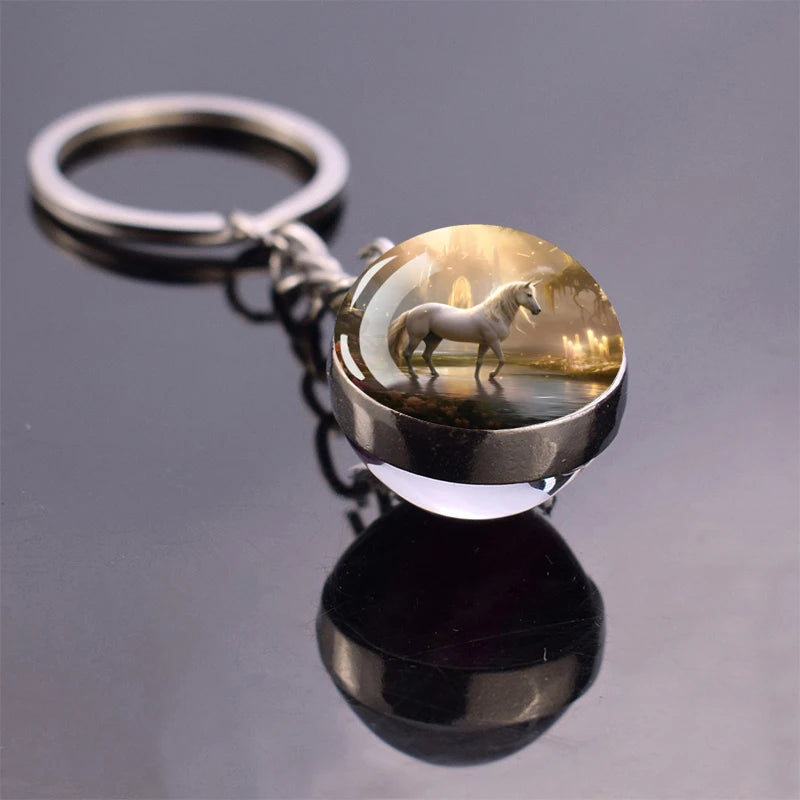 Horse Glass Pendant Keychain