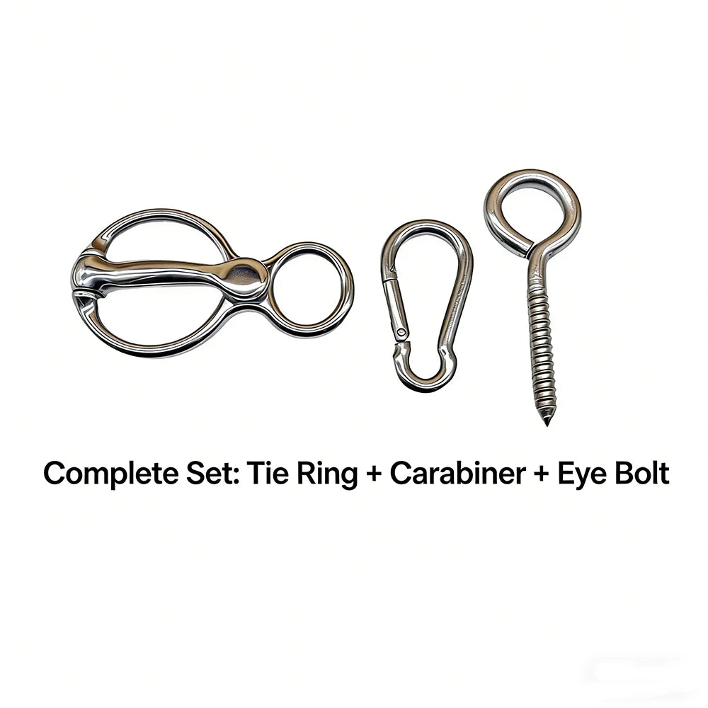 Stainless Steel Quick-Release Horse Tie Ring Set
