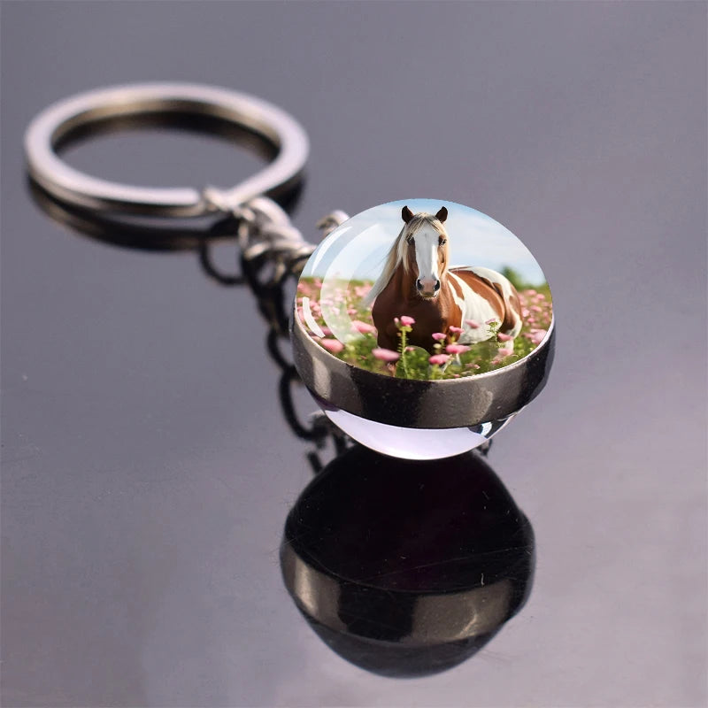 Horse Glass Pendant Keychain