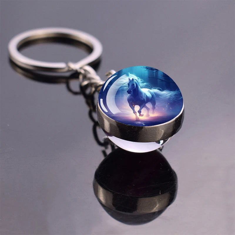 Horse Glass Pendant Keychain
