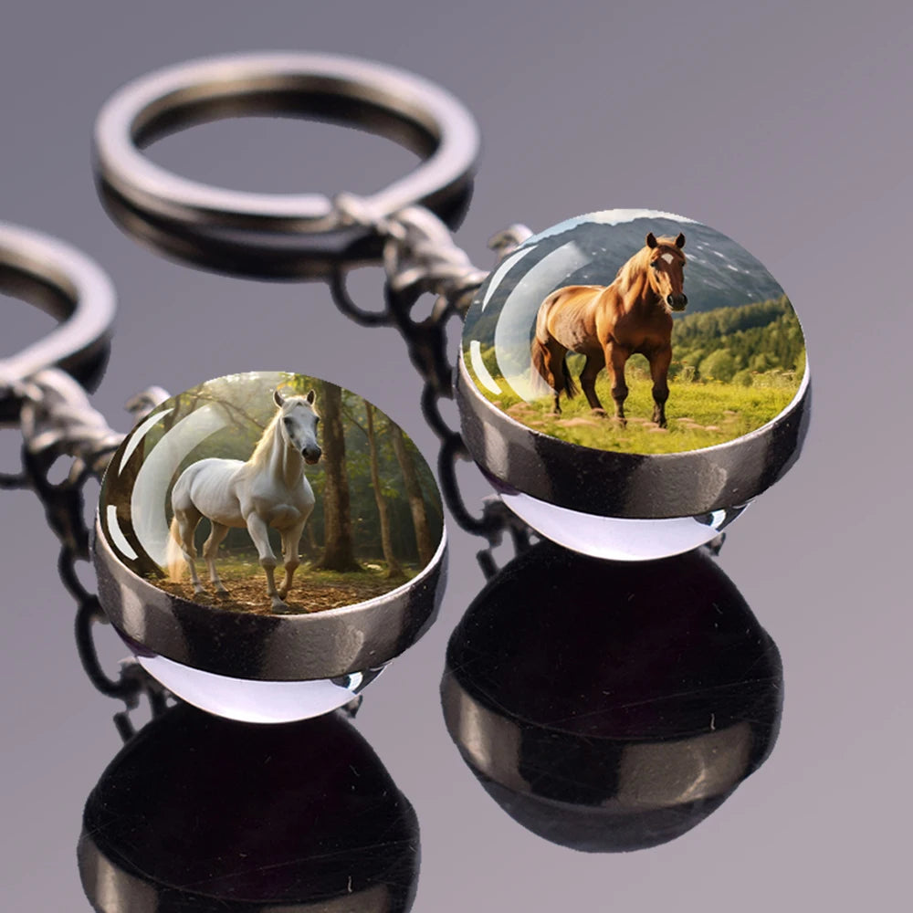 Horse Glass Pendant Keychain