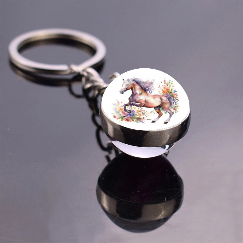 Horse Glass Pendant Keychain