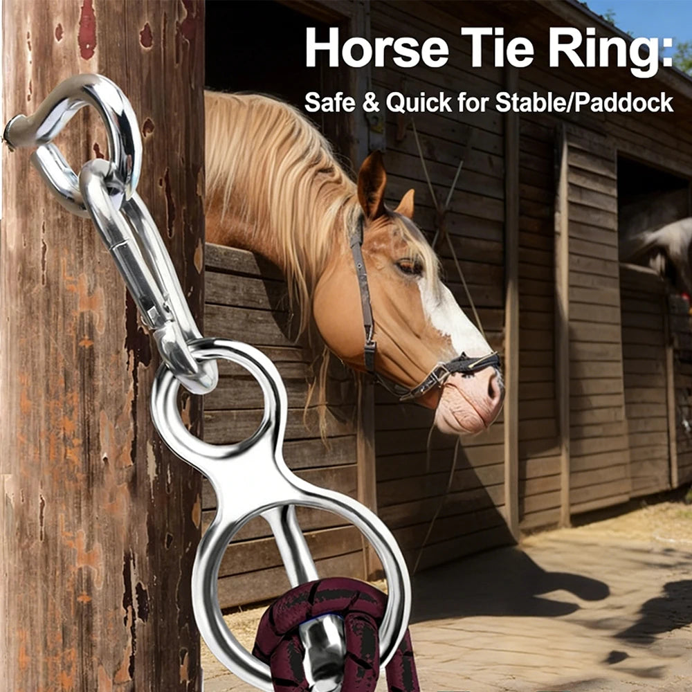Stainless Steel Quick-Release Horse Tie Ring Set