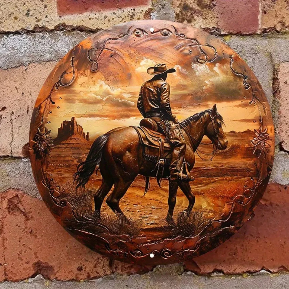 Western Cowboy & Horse Wall Art – Rustic Decor - Water Proof